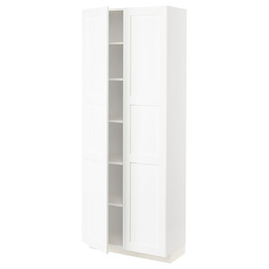 METOD High cabinet with shelves, white Enköping/white wood effect, 80x37x200 cm