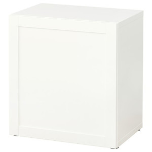 BESTÅ Shelf unit with door, white Hanviken, Hanviken white, 60x42x64 cm