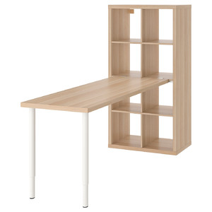KALLAX / LAGKAPTEN Desk combination, white/white stained oak effect, 77x179x147 cm