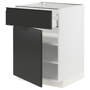 METOD / MAXIMERA Base cabinet with drawer/door, white/Upplöv matt anthracite, 60x60 cm