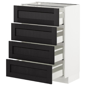 METOD/MAXIMERA Base cab 4 frnts/4 drawers, white/Lerhyttan black stained, 60x39.5x88 cm