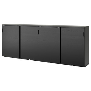 GALANT Storage combination w sliding doors, black stained ash veneer , 320x120 cm