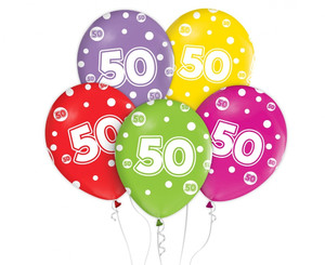 Balloons 50th Birthday 12" 5pcs