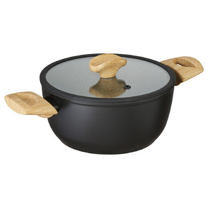 HUSKNUT Pot with lid, black, 2.7 l