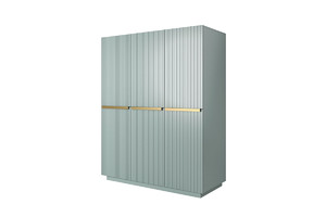 Wardrobe with Drawer Unit Nicole 150 cm, sage, gold handles