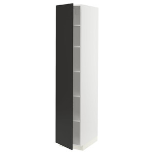 METOD High cabinet with shelves, white/Nickebo matt anthracite, 40x60x200 cm