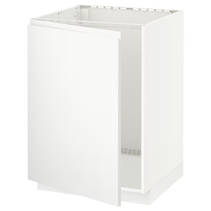 METOD Base cabinet for sink, white/Voxtorp matt white, 60x60 cm