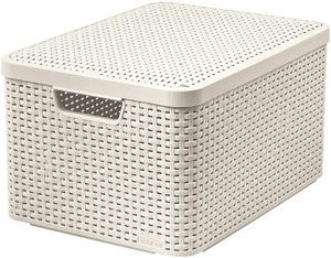 Curver Storage Basket with Lid L 30l, light beige
