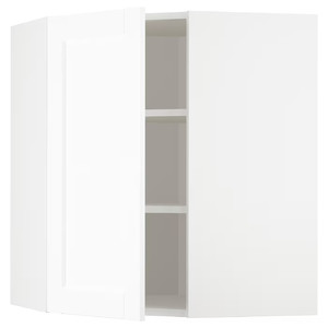 METOD Corner wall cabinet with shelves, white Enköping/white wood effect, 68x80 cm