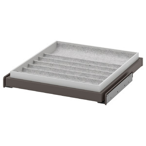 KOMPLEMENT Pull-out tray with insert, dark grey/light grey, 50x58 cm