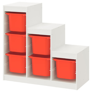 TROFAST Storage combination, white, orange, 99x44x94 cm