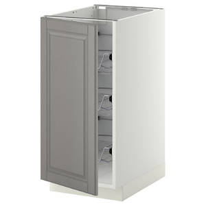 METOD Base cabinet with wire baskets, white/Bodbyn grey, 40x60 cm