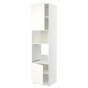 METOD Hi cb f oven/micro w 2 drs/shelves, white/Vallstena white, 60x60x240 cm