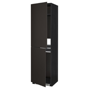METOD High cabinet for fridge/freezer, black, Kungsbacka anthracite, 60x60x220 cm