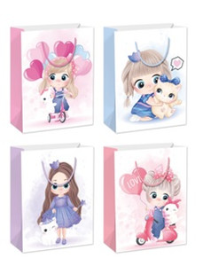 Gift Bag Little Girl 300x420, assorted, 12pcs