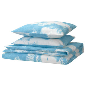 ÄNGSVITVINGE Duvet cover and 2 pillowcases, blue/white, 200x200/50x60 cm