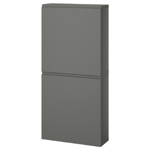 BESTÅ Wall cabinet with 2 doors, dark grey/Västerviken dark grey, 60x22x128 cm