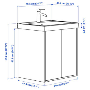 HAVBÄCK / ORRSJÖN Wash-stnd w doors/wash-basin/tap, beige, 62x49x69 cm
