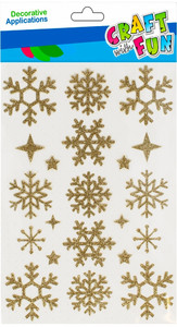 Craft Christmas Self-Adhesive Decoration Set Snowflakes 21pcs, gold