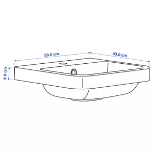 BACKSJÖN Semi-recessed wash-basin w watr trp, black, 50x43 cm
