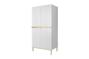 Wardrobe Nicole with Drawer Unit 100 cm, matt white, gold legs