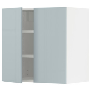 METOD Wall cabinet with shelves/2 doors, white/Kallarp light grey-blue, 60x60 cm