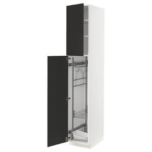 METOD High cabinet with cleaning interior, white/Nickebo matt anthracite, 40x60x220 cm