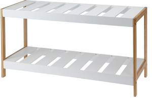 Shoe Shelf Rack, whie/bamboo