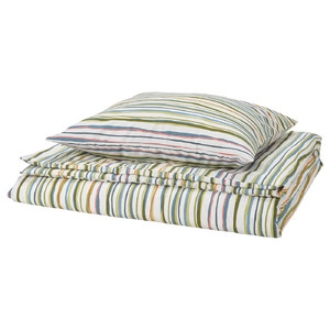 SUMPGRÖE Duvet cover and pillowcase, multicolour/striped, 150x200/50x60 cm