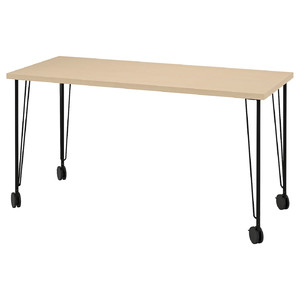 MÅLSKYTT / KRILLE Desk, birch veneer/black, 140x60 cm