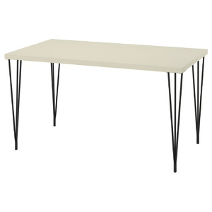 SKÅLSTA Table, light grey-beige/hairpin black-grey, 140x80 cm