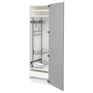 METOD / MAXIMERA High cabinet with cleaning interior, white/Bodbyn grey, 60x60x200 cm