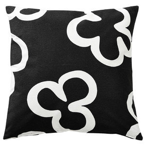 KLIPPBRÄCKA Cushion cover, black/white, 50x50 cm
