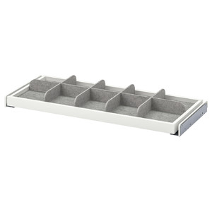KOMPLEMENT Pull-out tray with divider, white, light grey, 75x35 cm
