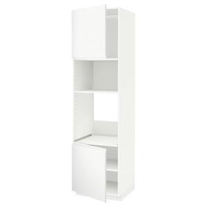 METOD Hi cb f oven/micro w 2 drs/shelves, white/Voxtorp matt white, 60x60x220 cm