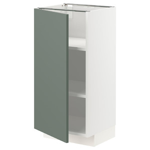METOD Base cabinet with shelves, white/Bodarp grey-green, 40x37 cm