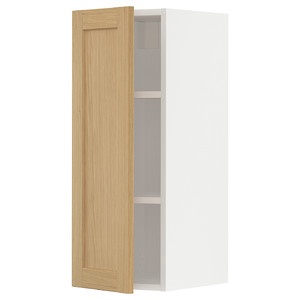 METOD Wall cabinet with shelves, white/Forsbacka oak, 30x80 cm
