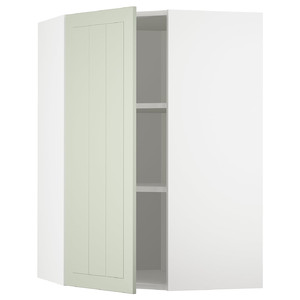 METOD Corner wall cabinet with shelves, white/Stensund light green, 68x100 cm
