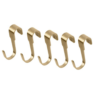 HULTARP Hook, polished, brass-colour, 7 cm, 5 pack