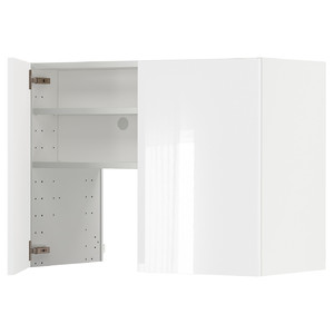 METOD Wall cb f extr hood w shlf/door, white/Ringhult light grey, 80x60 cm
