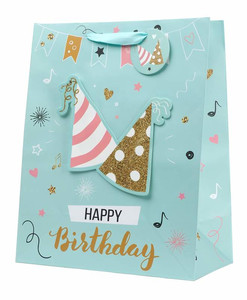 Gift Bag Happy Birthday 265x330, 1pc, assorted patterns