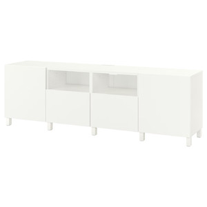 BESTÅ TV bench with doors and drawers, white/Lappviken/Stubbarp white, 240x42x74 cm