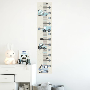 Wall Height Chart Height Measure 50-160cm | Construction Vehicles Blue