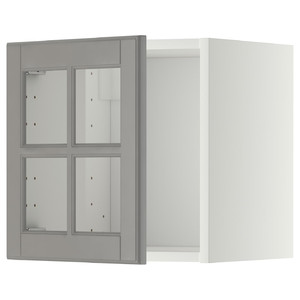 METOD Wall cabinet with glass door, white/Bodbyn grey, 40x40 cm