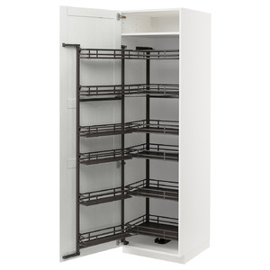 METOD High cabinet with pull-out larder, white Enköping/white wood effect, 60x60x200 cm
