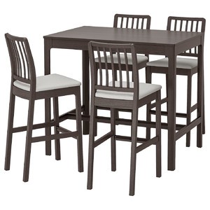 EKEDALEN / EKEDALEN Bar table and 4 bar stools, dark brown/Ramna light grey, 120 cm