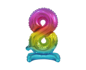 Foil Balloon Number 8 Standing, rainbow, 38cm