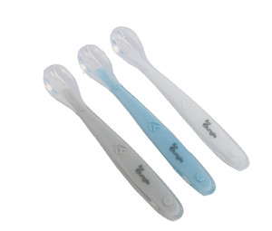 Bo Jungle Soft Spoons Silicone 3pcs, white, grey, blue