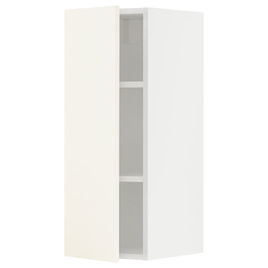METOD Wall cabinet with shelves, white/Vallstena white, 30x80 cm