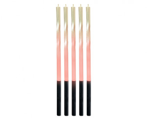 Candles Twist Ombre 5pcs, gold/pink